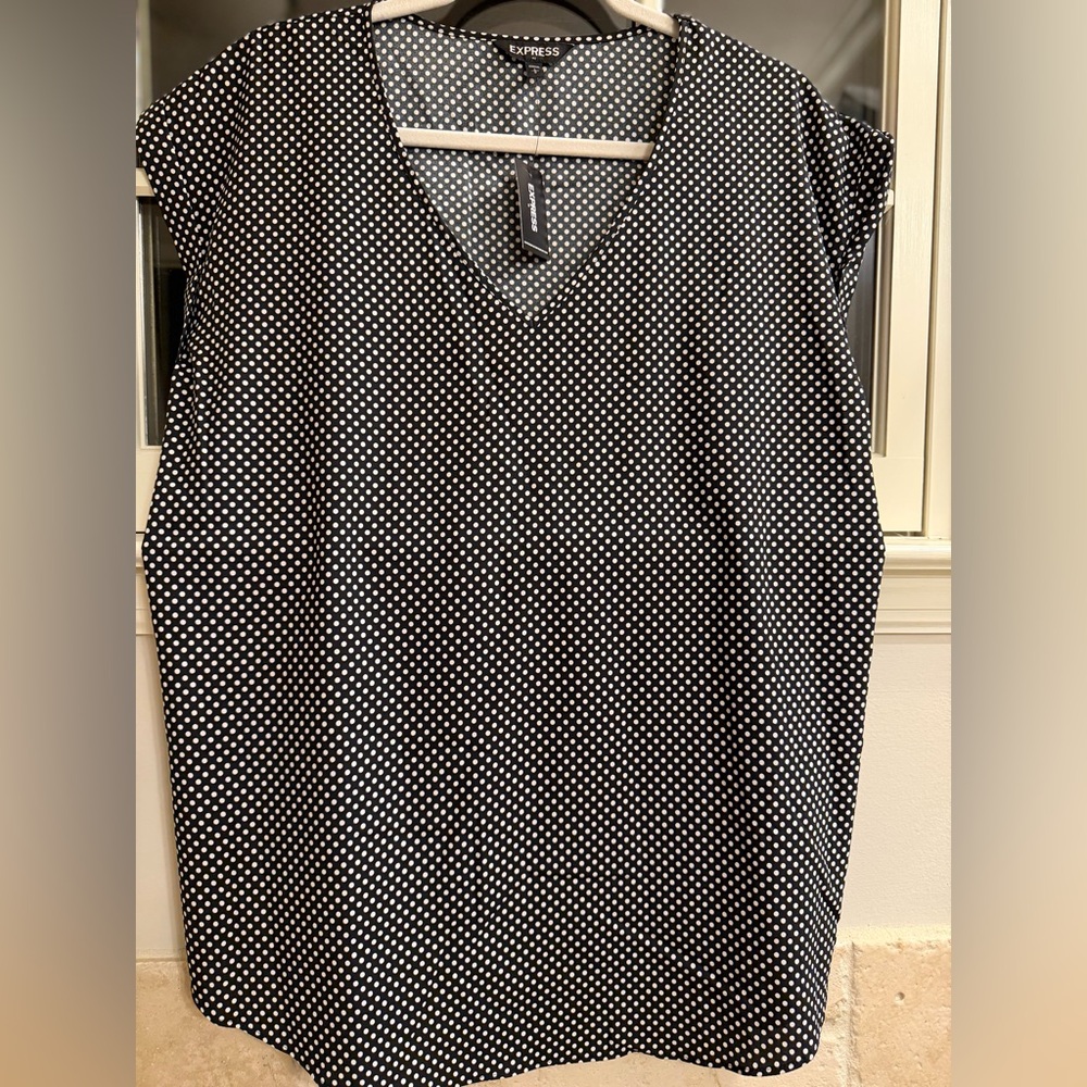 Express Black and White Dotted Blouse